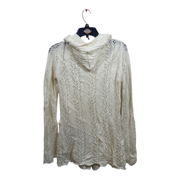 Midtown Cardigan Sweater Womens Size Large Cream Crochet Knit Full Button Mohair - Picture 5 of 6
